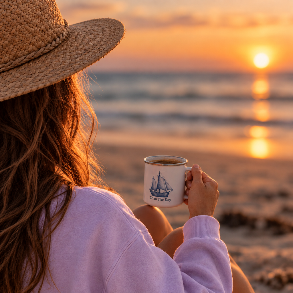 Seas The Day Enamel Mug